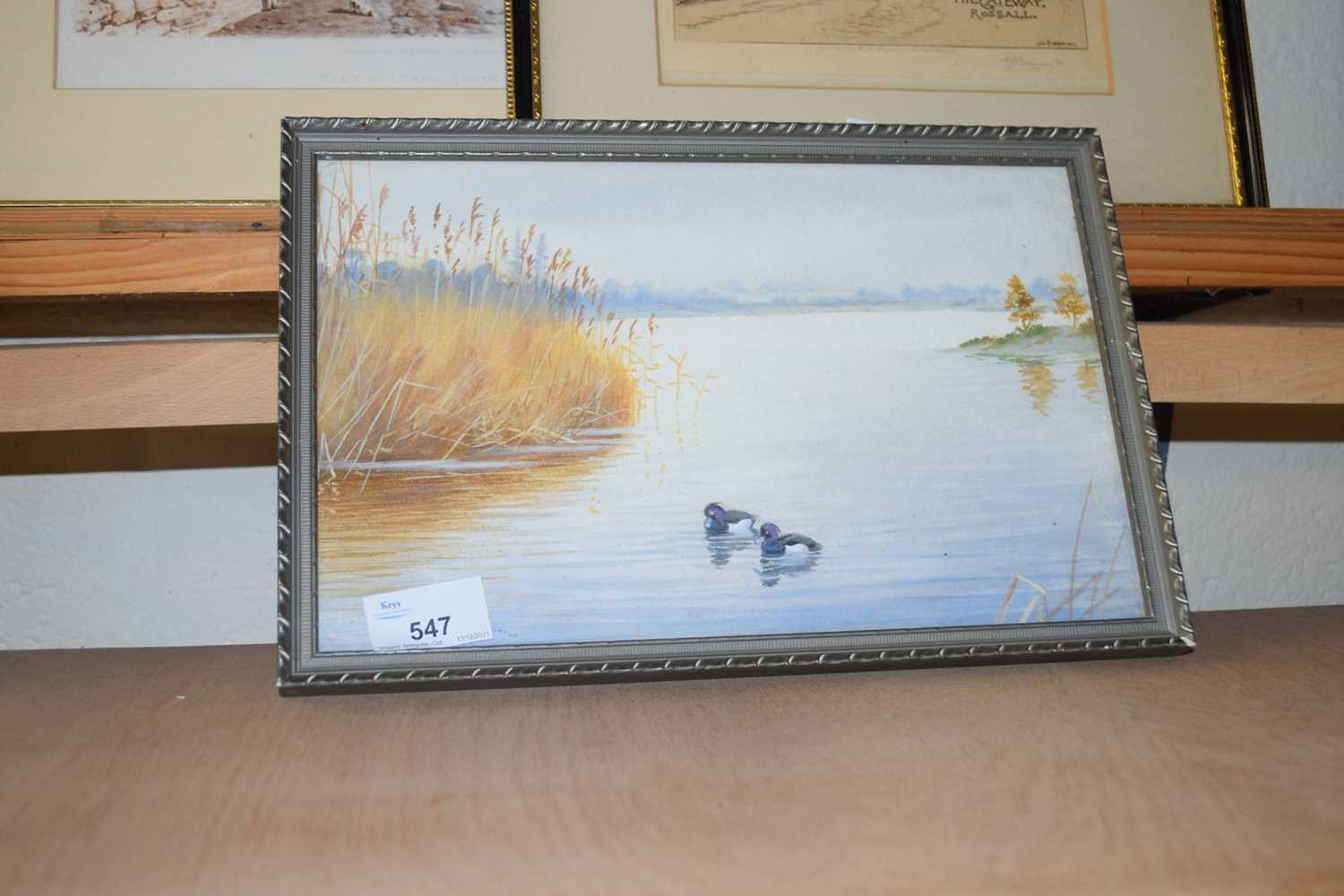 STUDY OF TWO GOLDENEYE DUCKS ON A LAKE, WATERCOLOUR, F/G