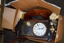 ONE BOX MIXED TRAYS, CLOCK, AND OTHER ITEMS