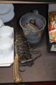 BUTCHER'S STILYARD, TOAST RACK, CARVING KNIFE AND OTHER ITEMS