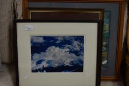 THREE VARIOUS PRINTS AND PAINTINGS TO INCLUDE AN OIL PASTEL 'PREVAILING WINDS'