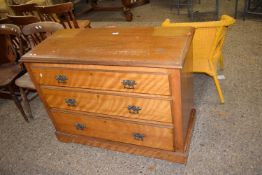 LATE VICTORIAN SATINWOOD THREE DRAWER CHEST, 106CM WIDE