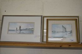 JASON PARTNER, WHERRIES AT SURLINGHAM, WATERCOLOUR TOGETHER WITH BARGES OFF THE EAST COAST,