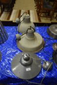 THREE GREY FINISH INDUSTRIAL LIGHT FITTINGS