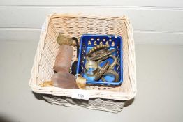 MIXED LOT ENTREE DISH HANDLES, PERFUME BOTTLES ETC