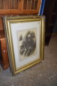 PAIR OF LARGE BLACK AND WHITE PHOTOGRAPHS CONTAINED WITHIN HEAVY GILT FRAMES (A/F), 120CM HIGH