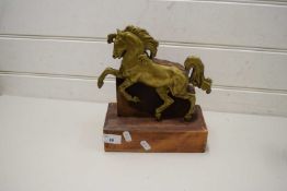 VINTAGE BRASS STEAM ENGINE EMBLEM FROM AN AVELING & PORTER MACHINE MOUNTED ON A WOODEN BASE