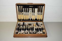 OAK CASED CANTEEN OF CUTLERY