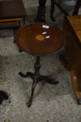 EDWARDIAN MAHOGANY WINE TABLE WITH CIRCULAR TOP RAISED ON TURNED COLUMN AND TRIPOD BASE