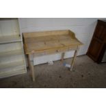 VICTORIAN PINE WASH STAND WITH GALLERIED BACK AND SINGLE DRAWER, 104CM WIDE
