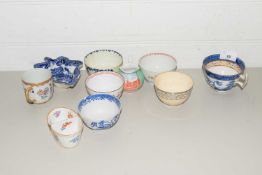 MIXED LOT VARIOUS TEA BOWLS AND CUPS TO INCLUDE 18TH CENTURY NEWHALL CHINESE SAMSON AND OTHERS