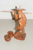 CHINESE WOODEN MODEL OF A FISHERMAN