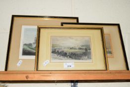 MIXED LOT STUDY OF SUNDERLAND HARBOUR FROM THE PIER, ENGRAVING, HEXHAM FROM THE WEST,