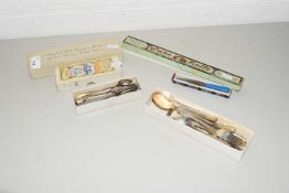 MIXED LOT VARIOUS CASED PLATED CUTLERY TO INCLUDE A CAKE KNIFE