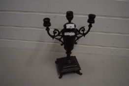 BRONZED SPELTER CANDELABRA ON SQUARE BASE