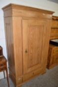 WAXED PINE SINGLE DOOR AND SINGLE DRAWER WARDROBE, 86CM HIGH