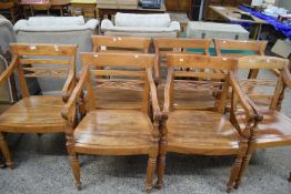 SET OF SEVEN 20TH CENTURY HARDWOOD CARVER CHAIRS IN THE 19TH CENTURY STYLE