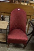 SMALL CABRIOLE LEGGED RED UPHOLSTERED BEDROOM CHAIR