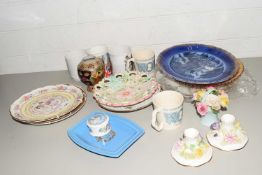 MIXED LOT TO INCLUDE A RANGE OF ROYAL COMMEMORATIVE PLATES AND MUGS TO INCLUDE SOME MASONS,