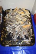 LARGE MIXED LOT OF SILVER PLATED AND STEEL CUTLERY