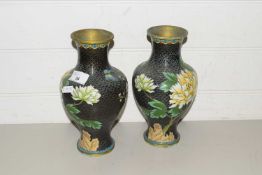 PAIR OF 20TH CENTURY CHINESE CLOISONNE VASES OF BALUSTER FORM