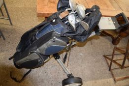 GOLF CADDY WITH CASE CONTAINING DUNLOP GOLF CLUBS