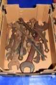 BOX OF VINTAGE SPANNERS