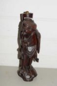 CHINESE CARVED HARDWOOD FIGURAL LAMP BASE