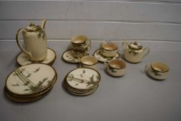 JAPANESE TEA SET DECORATED WITH BAMBOO AND GILT BORDER