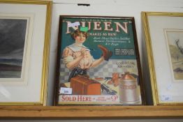 FRAMED ADVERTISING PICTURE, 'NUEEN MAKES AS NEW', F/G, 37CM HIGH