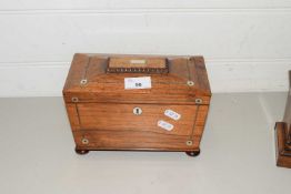 19TH CENTURY ROSEWOOD SARCOPHAGUS FORMED TEA CADDY