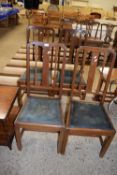 SET OF FOUR EARLY 20TH CENTURY MAHOGANY DINING CHAIRS WITH PUSH OUT SEATS