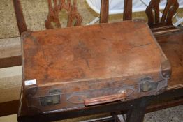 SMALL BROWN LEATHER SUITCASE, 56CM WIDE