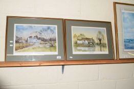 PETER SOLLY, ELSING MILL AND PULL'S FERRY NORWICH, BOTH COLOURED PRINTS, F/G, 53CM WIDE (2)