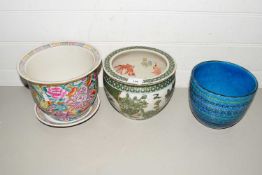 MIXED LOT TWO MODERN CHINESE JARDINIERES PLUS ONE OTHER (3)