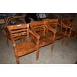 SET OF SEVEN 20TH CENTURY HARDWOOD CARVER CHAIRS IN THE 19TH CENTURY STYLE