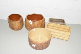 FIVE VARIOUS POTTERY FLOWER TRAYS