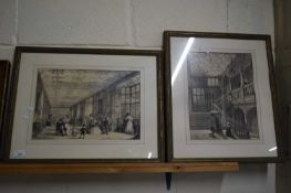 PRINT OF AN ELIZABETHAN DRAWING ROOM SCENE TOGETHER WITH A FURTHER SIMILAR PRINT