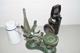 VINTAGE BOOTS SCALE, RAILWAY LAMP AND OTHER ITEMS