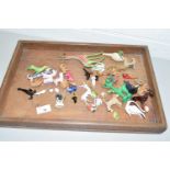 TRAY CONTAINING QUANTITY OF PLASTIC ANIMALS