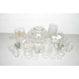 QUANTITY OF GLASS WARES, SMALL GLASS DESSERT BOWLS ETC