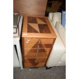 SMALL DRAWER UNIT WITH GEOMETRIC INLAID DESIGN, WIDTH APPROX 38CM