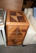 SMALL DRAWER UNIT WITH GEOMETRIC INLAID DESIGN, WIDTH APPROX 38CM