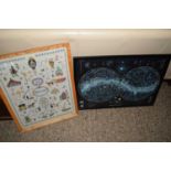 FRAMED NEEDLEWORK TOGETHER WITH A FRAMED JIGSAW