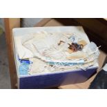 BOX CONTAINING QUANTITY OF EMBROIDERY AND SEWING IMPLEMENTS