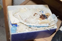 BOX CONTAINING QUANTITY OF EMBROIDERY AND SEWING IMPLEMENTS