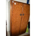 MID-20TH CENTURY FITTED SINGLE WARDROBE IN THE DECO STYLE, LABELLED FOR TREVOR PAGE & CO, NORWICH,