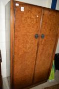 MID-20TH CENTURY FITTED SINGLE WARDROBE IN THE DECO STYLE, LABELLED FOR TREVOR PAGE & CO, NORWICH,