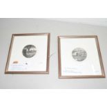 PAIR OF ETCHINGS BY N WARD, RURAL VIEWS, WHITE WHITWELL HALL AND SHOWERS OVER THE BLOOD HILLS