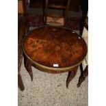 CIRCULAR COFFEE TABLE WITH INSET FLORAL DECORATION, APPROX 67CM DIAM