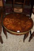 CIRCULAR COFFEE TABLE WITH INSET FLORAL DECORATION, APPROX 67CM DIAM